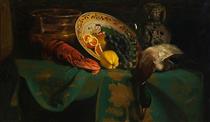 Still life with lobster, duck and fruit - Arnold Marc Gorter
