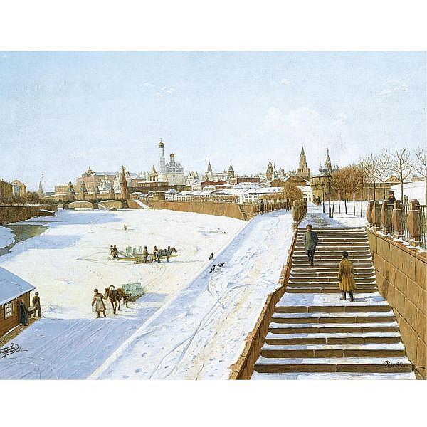 View of Moscow in Winter - Boris Vasilievich Bessonov