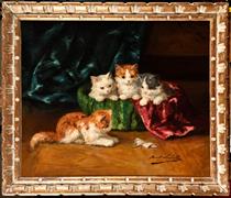 Les chatons jouant avec une lettre - Brunel Neuville