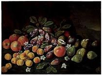 Apples, apricots, figs and plums - Giovanni Battista Ruoppolo