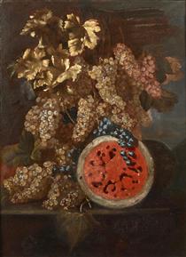 Composition aux grappes de raisins et à la pastèque - Giovanni Battista Ruoppolo