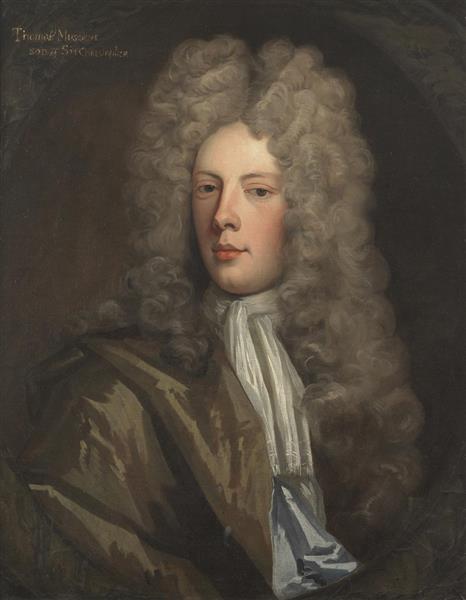 Portrait of Thomas Musgrave, bust-length, in brown robes - Godfrey Kneller