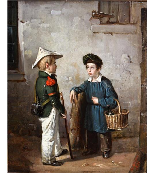 The Little Lieutenant and the Fish Seller - Hendrick Joseph Dillens