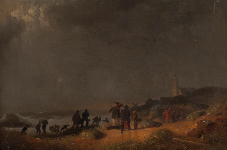 Coastal landscape during a storm, Katwijk - Hermann Mevius