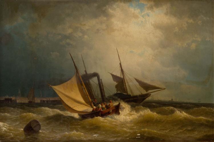 A paddle packet and a hoy off Amsterdam - Hermann Mevius