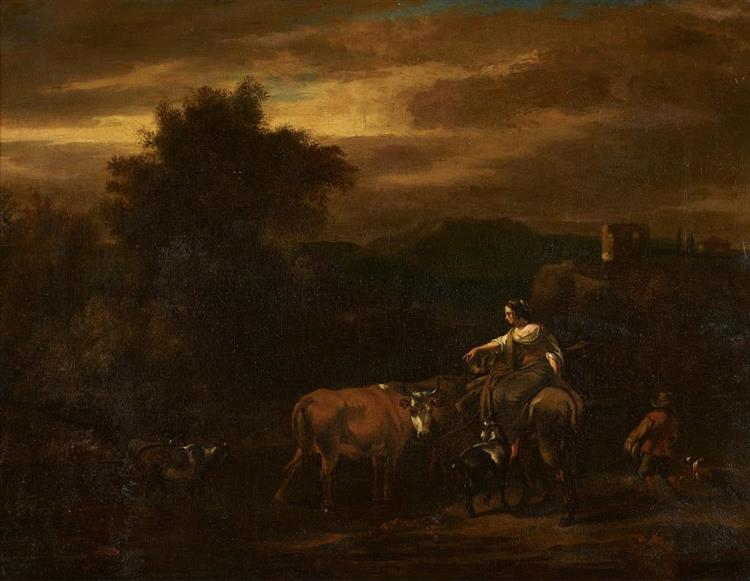 Hirtin mit Vieh - Nicolaes Pietersz. Berchem