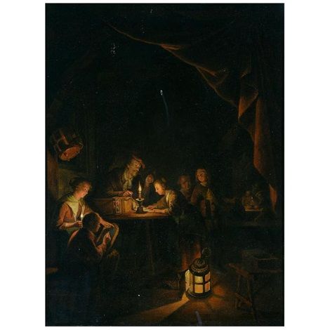Studying by Candle Light - Petrus van Schendel
