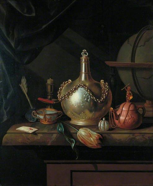 Chained Flask, Brown Teapot and Globe - Pieter Gerritsz. van Roestraten