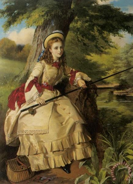 A Young Lady Fishing - William Maw Egley