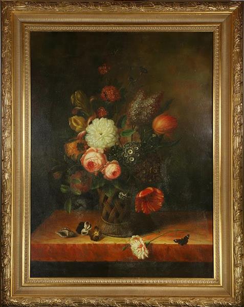 Still Life with Basket of Flowers - Blaise Alexandre Desgoffe