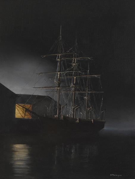A Whaling Barque in moonlight - David Thimgan