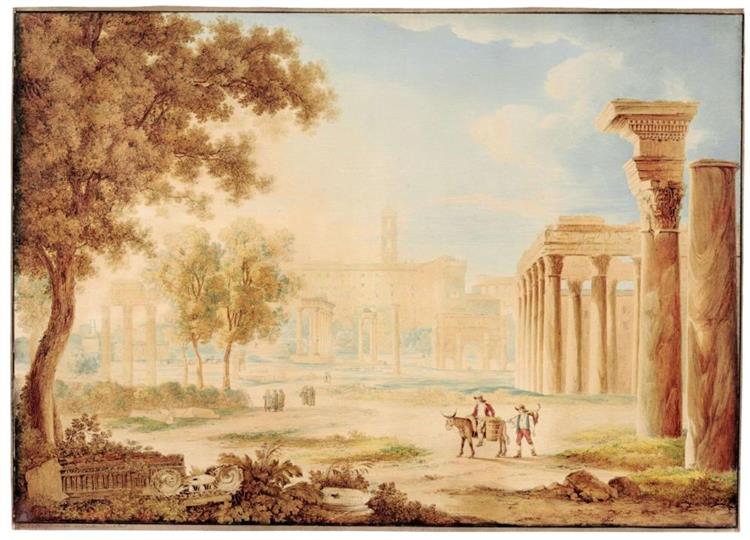 Blick auf das Forum Romanum, das Kapitol und den Bogen des Septimus severus - Franz Kaisermann