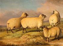 Sheep in a Landscape - George Bouverie Goddard
