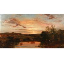 Landscape at sunset - George Vicat Cole