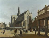 The Market Place and the Grote Kerk at Haarlem - Gerrit Berckheyde