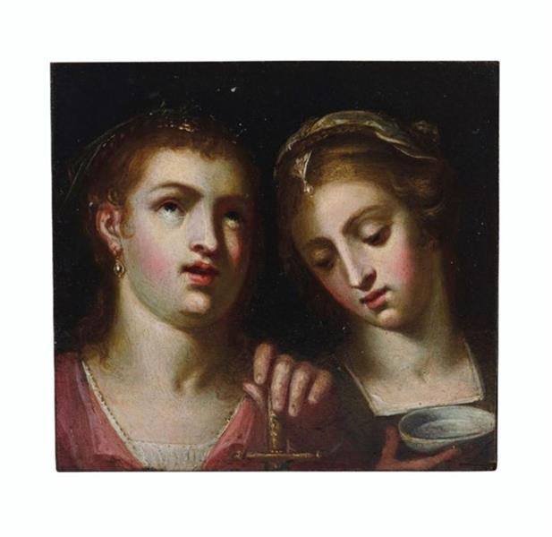 Heads of two female saints - Gortzius Geldorp