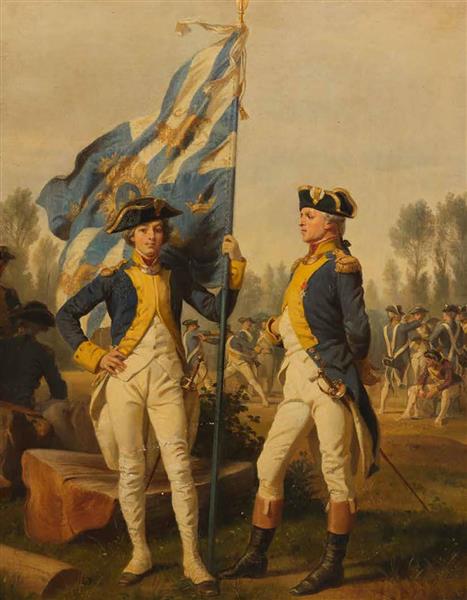 Henri-Thomas et Jean-Jacques Reubell posant en tenue du Royal-Suédois - Henri Felix Emmanuel Philippoteaux