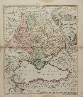 Old coloured map of the Black Sea - Johann Homann