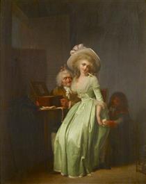 A young Woman mocking an elderly Admirer - Louis Leopold Boilly