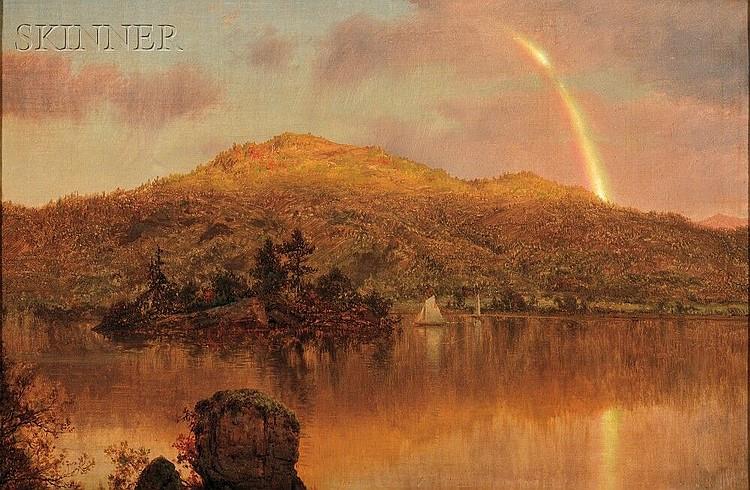 Rainbow over a Lake in the Hudson River Valley, Possibly Close of a Showery Day, Lake George - Louis Remy Mignot