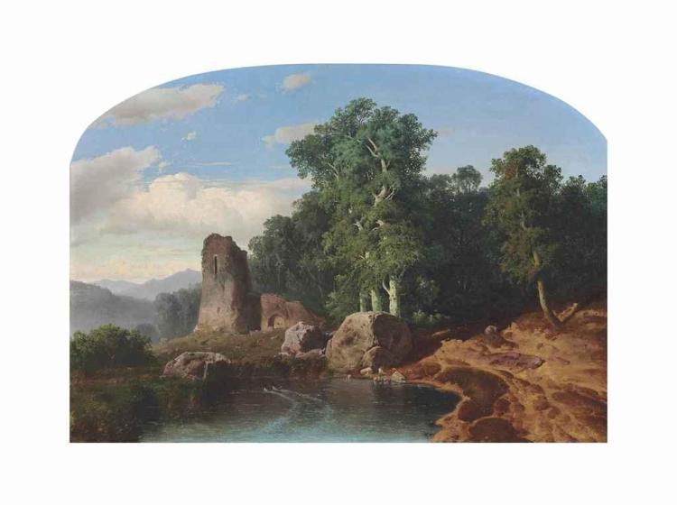 Mountain Landscape with Ruins - Louis Remy Mignot