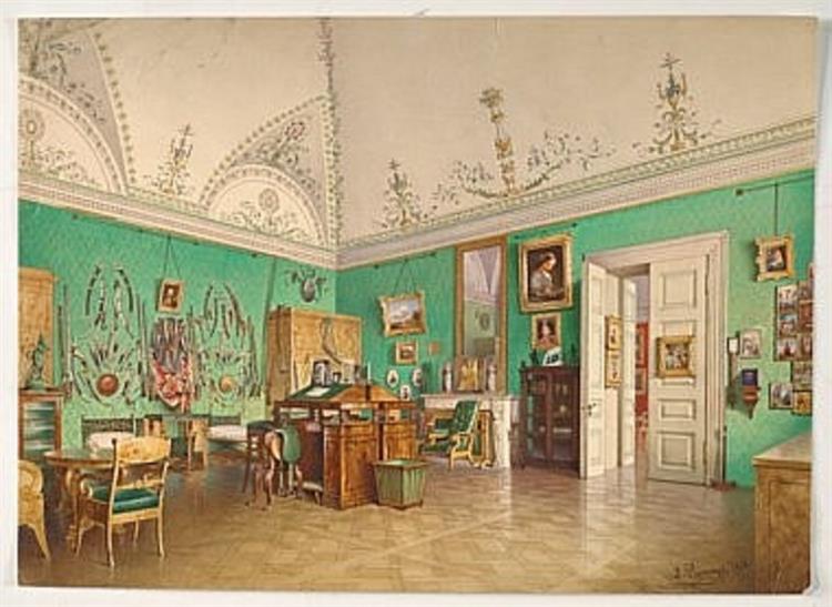 Intérieur du cabinet de travail du Grand-Duc Mikhaïl Nikolaïevitch à Saint-Pétersbourg - Luigi Premazzi