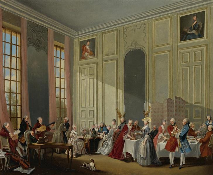 Mozart Giving A Concert In The 'Salon Des Quatre-Glaces Au Palais Dutemple' In The Court Of The Prince De Conti - Michel-Barthelemy Ollivier