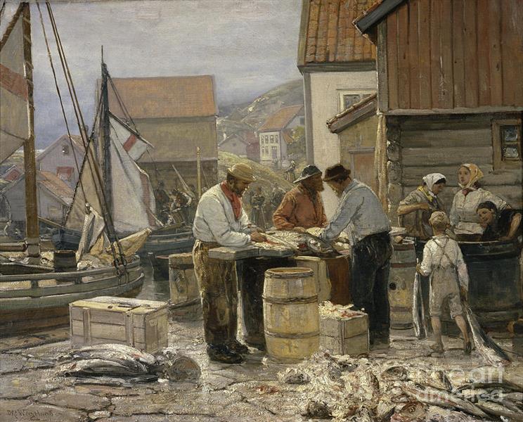 Fishmarket in Alesund Oscar - Oscar Wergeland