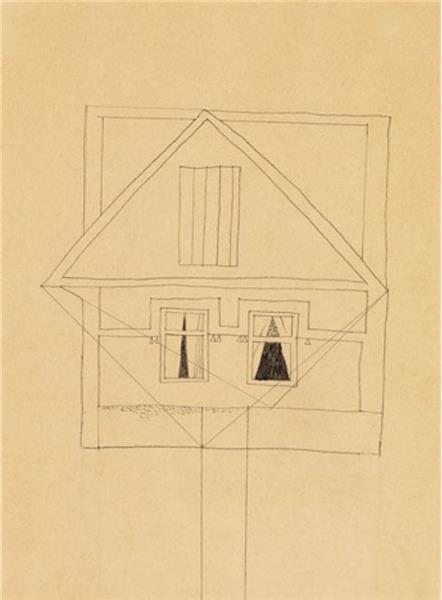 Vajda Lajos House on a Pol 1936, 300x220mm Pencil on Paper, 1936 - Lajos Vajda