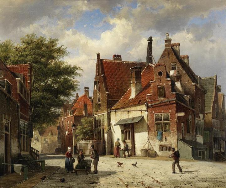 Street scene, old Rotterdam - Willem Koekkoek