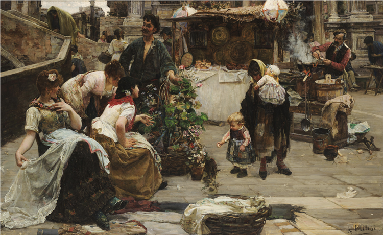 Gossip in Venice, 1885 - 1890 - Alessandro Milesi