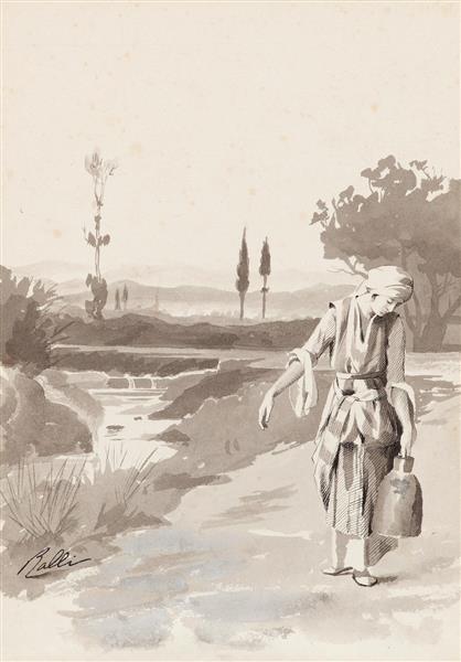 Drawing for the novel by Dimitrios Vikelas 'Loukis Laras', c.1879 ...