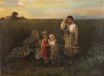 Young peasant woman with her daughters - Carl von Bergen