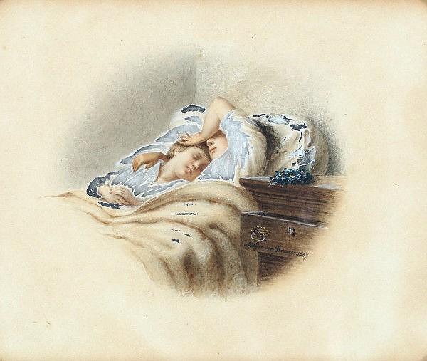 Two sleeping children, 1849 - Johann Georg Meyer