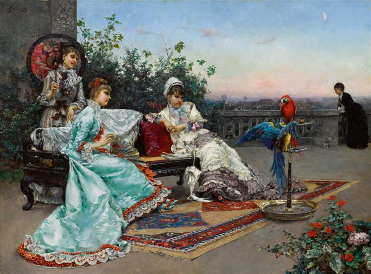 Twilight on the terrace, Paris, 1877 - Julius Stewart