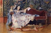 A reclining lady with a fan - Eleuterio Pagliano