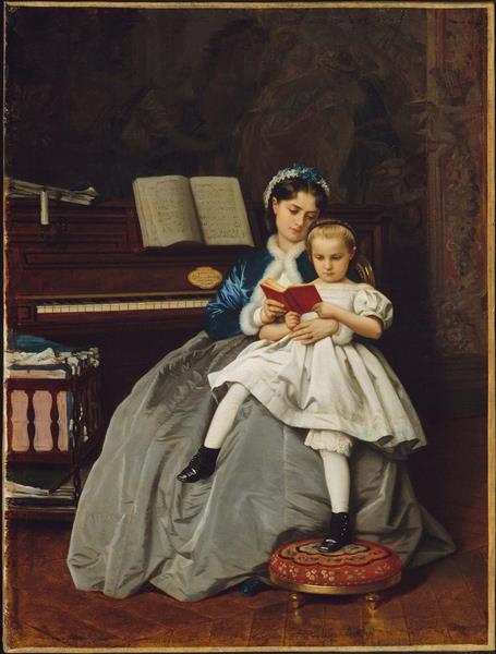 Reading lesson, 1865 - Auguste Toulmouche