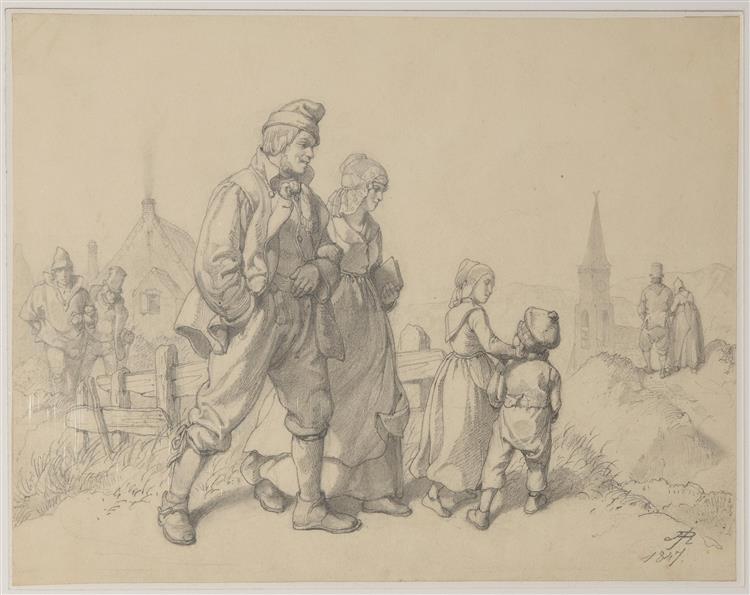 Going to church on sunday, 1847 - Рудольф Иордан