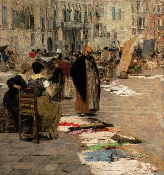Campo San Polo market in Venice, 1884 - 1885 - Giacomo Favretto