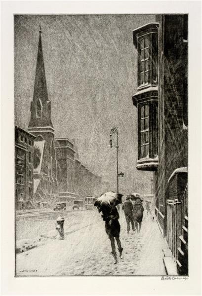 Bay Windows Snowy Day Lexington Ave, 1929 - Martin Lewis
