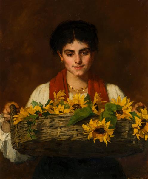 Woman with Sunflowers, 1885 - Тереза Шварце