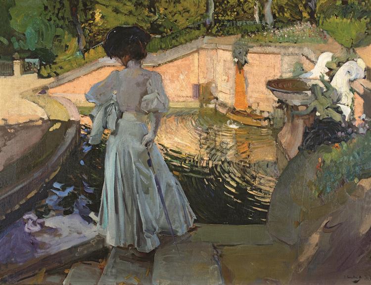 Maria looking at the fish, 1907 - Хоакин Соролья