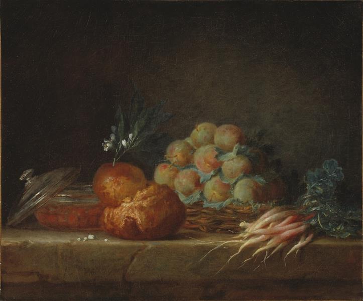 Still Life with Brioche, Fruit and Vegetables, 1775 - Anne Vallayer-Coster