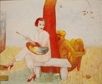 Self-Portrait with Palette (Painter and Faun) - Florine Stettheimer