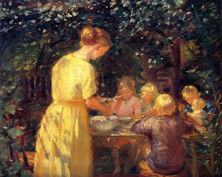 Midday Meal in the Garden, 1915 - Anna Ancher