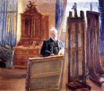 Michael Ancher Painting in His Studio - Anna Ancher