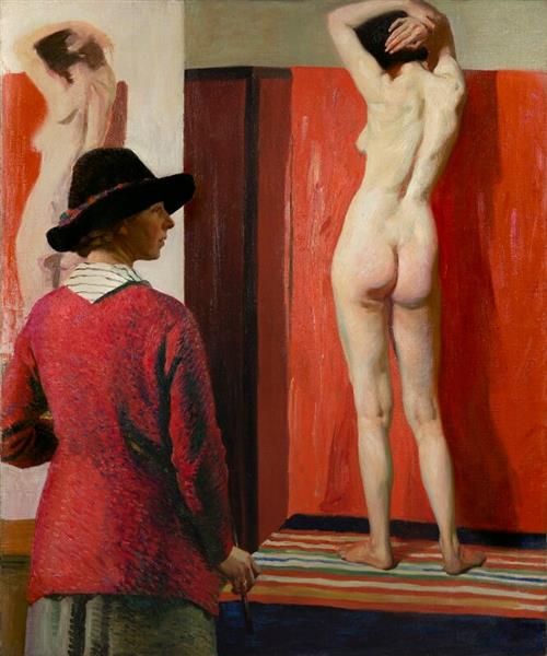 Autorretrato, também conhecido como A Modelo, 1913 - Laura Knight