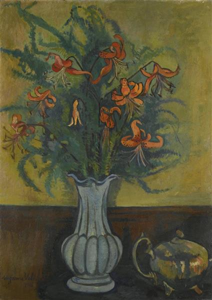 Vase of Flowers and Teapot, 1916 - Сюзанна Валадон