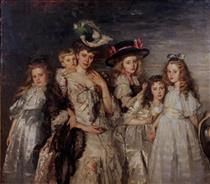 Portrait of Aleida Gijsberta Van Ogtrop Hanlo with Her Five Children - Thérèse Schwartze