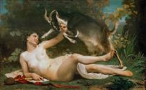 Bacchante playing with a goat - William-Adolphe Bouguereau
